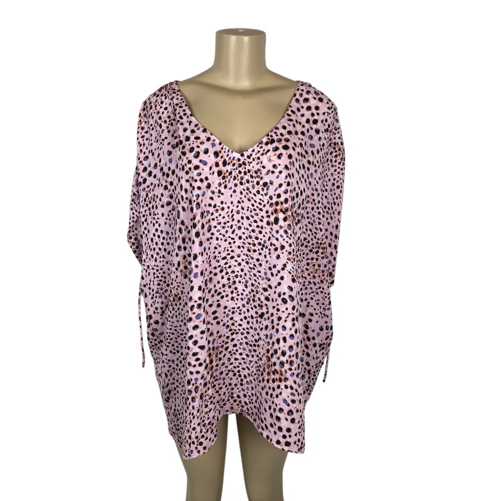 CAbi Style 5980 Blouse Cheetah Animal Print Top Size‎ XL Dolman V-Neck Oversized